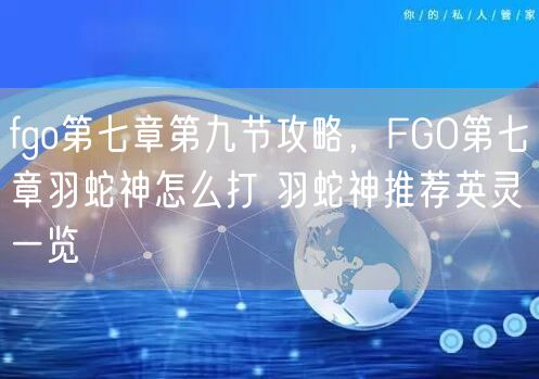 fgo第七章第九节攻略，FGO第七章羽蛇神怎么打 羽蛇神推荐英灵一览