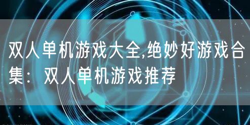 双人单机游戏大全,绝妙好游戏合集:双人单机游戏推荐