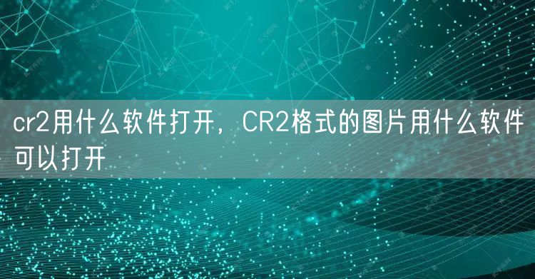 cr2用什么软件打开，CR2格式的图片用什么软件可以打开