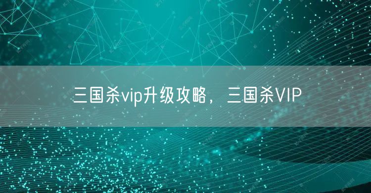 三国杀vip升级攻略，三国杀VIP