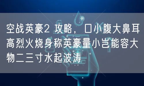 空战英豪2 攻略,口小腹大鼻耳高烈火烧身称英豪量小岂能容大物二三寸水起波涛