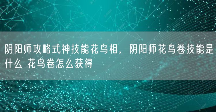 阴阳师攻略式神技能花鸟相，阴阳师花鸟卷技能是什么 花鸟卷怎么获得