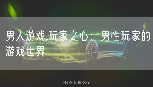 男人游戏,玩家之心：男性玩家的游戏世界