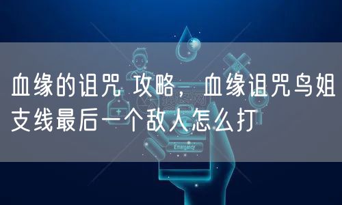 血缘的诅咒 攻略，血缘诅咒鸟姐支线最后一个敌人怎么打