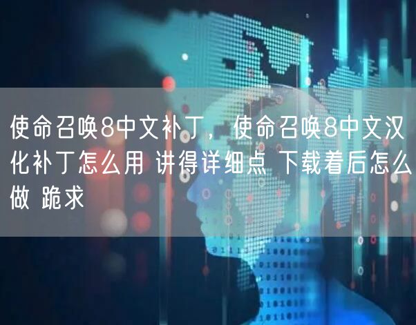 使命召唤8中文补丁,使命召唤8中文汉化补丁怎么用 讲得详细点 下载着后怎么做 跪求