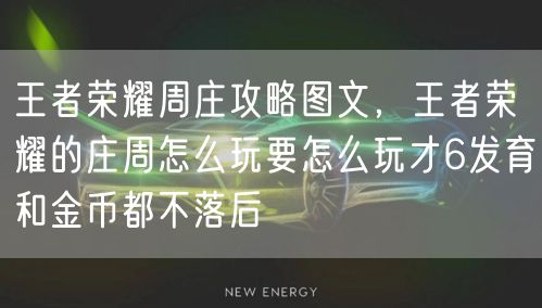 王者荣耀周庄攻略图文，王者荣耀的庄周怎么玩要怎么玩才6发育和金币都不落后
