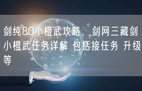 剑纯80小橙武攻略，剑网三藏剑小橙武任务详解 包括接任务 升级等