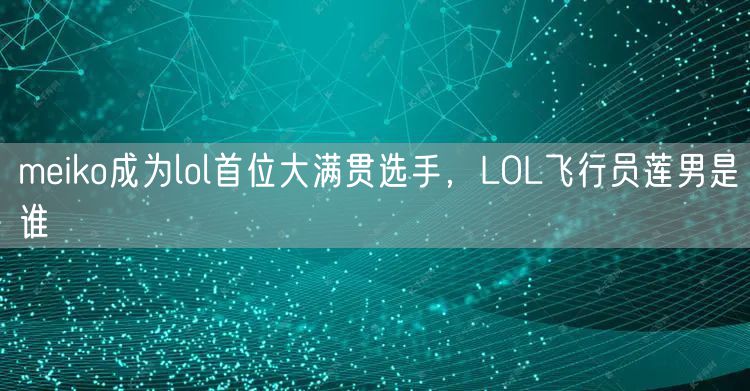 meiko成为lol首位大满贯选手,LOL飞行员莲男是谁