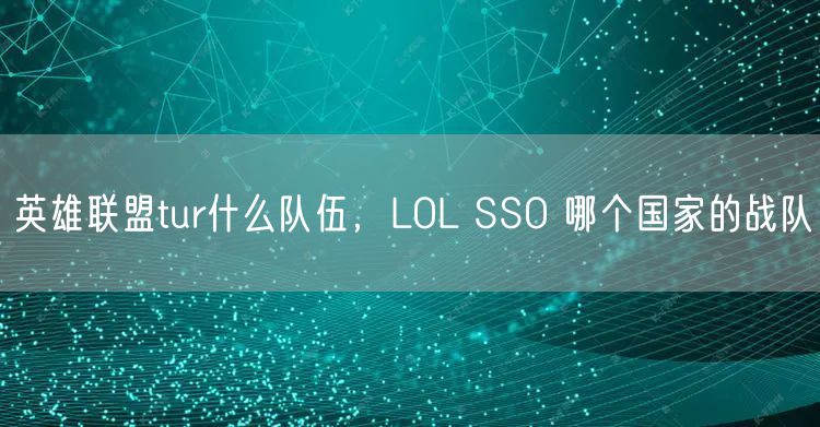英雄联盟tur什么队伍，LOL SSO 哪个国家的战队