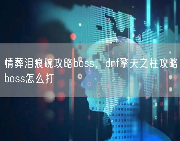 情葬泪痕碗攻略boss，dnf擎天之柱攻略boss怎么打