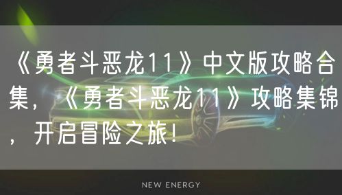 《勇者斗恶龙11》中文版攻略合集，《勇者斗恶龙11》攻略集锦，开启冒险之旅！