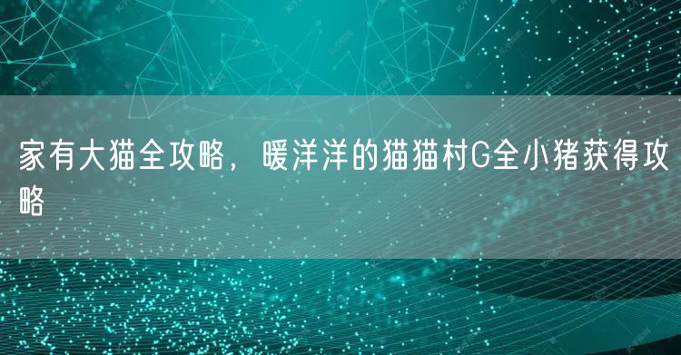 家有大猫全攻略，暖洋洋的猫猫村G全小猪获得攻略