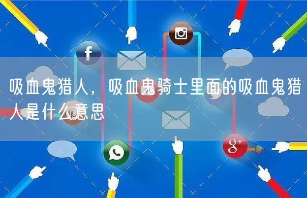 吸血鬼猎人，吸血鬼骑士里面的吸血鬼猎人是什么意思