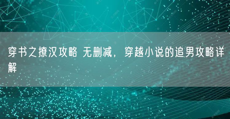 穿书之撩汉攻略 无删减，穿越小说的追男攻略详解