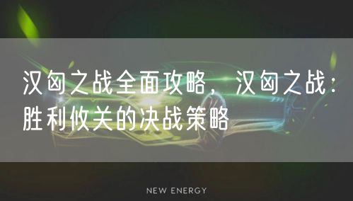 汉匈之战全面攻略，汉匈之战：胜利攸关的决战策略