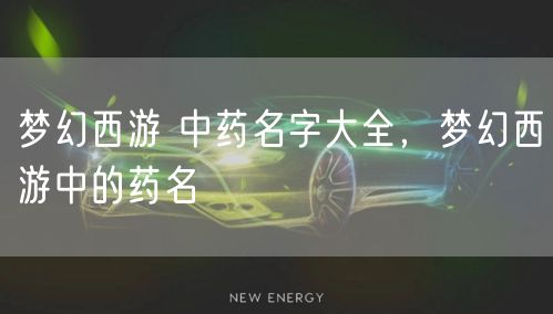 梦幻西游 中药名字大全，梦幻西游中的药名