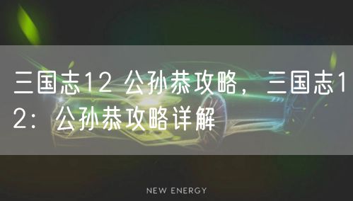 三国志12 公孙恭攻略，三国志12：公孙恭攻略详解