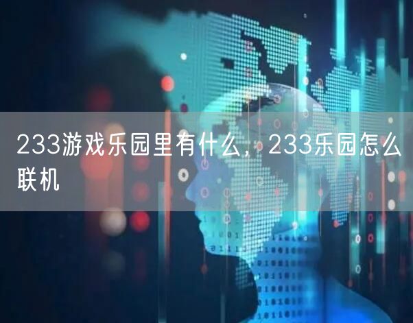 233游戏乐园里有什么，233乐园怎么联机