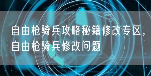 自由枪骑兵攻略秘籍修改专区，自由枪骑兵修改问题