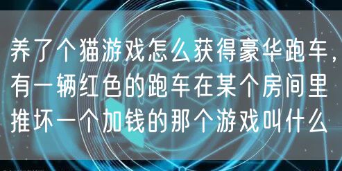 养了个猫游戏怎么获得豪华跑车,有一辆红色的跑车在某个房间里推坏一个加钱的那个游戏叫什么