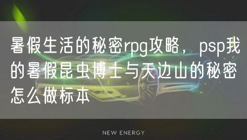 暑假生活的秘密rpg攻略，psp我的暑假昆虫博士与天边山的秘密怎么做标本