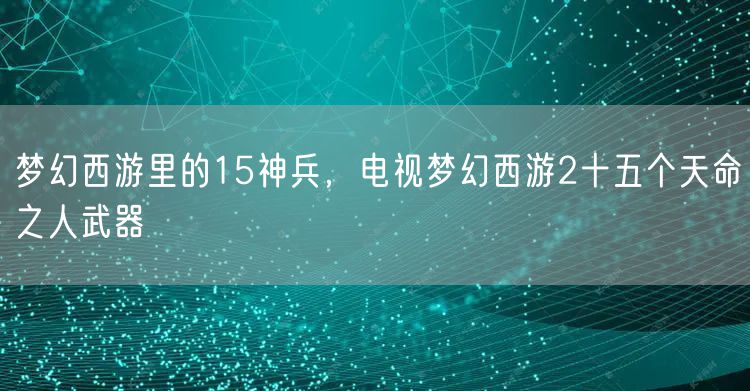 梦幻西游里的15神兵,电视梦幻西游2十五个天命之人武器