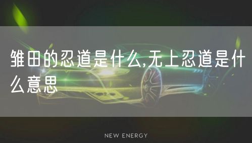 雏田的忍道是什么,无上忍道是什么意思