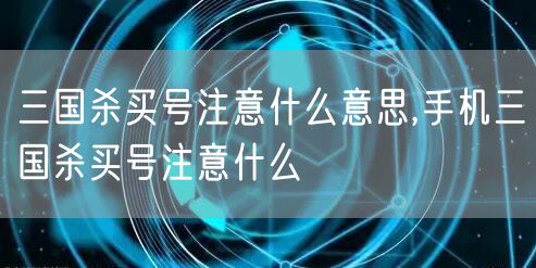 三国杀买号注意什么意思,手机三国杀买号注意什么