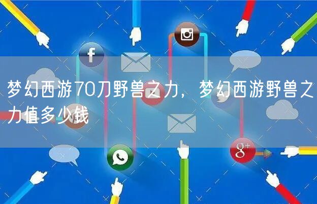 梦幻西游70刀野兽之力，梦幻西游野兽之力值多少钱