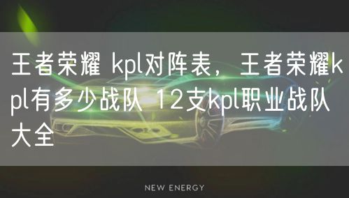 王者荣耀 kpl对阵表，王者荣耀kpl有多少战队 12支kpl职业战队大全