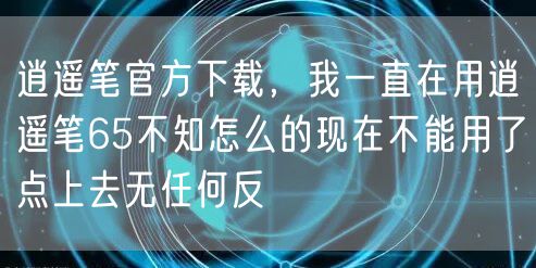 逍遥笔官方下载，我一直在用逍遥笔65不知怎么的现在不能用了点上去无任何反