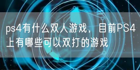ps4有什么双人游戏，目前PS4上有哪些可以双打的游戏