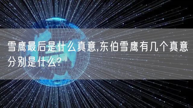 雪鹰最后是什么真意,东伯雪鹰有几个真意分别是什么?