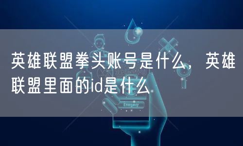 英雄联盟拳头账号是什么，英雄联盟里面的id是什么