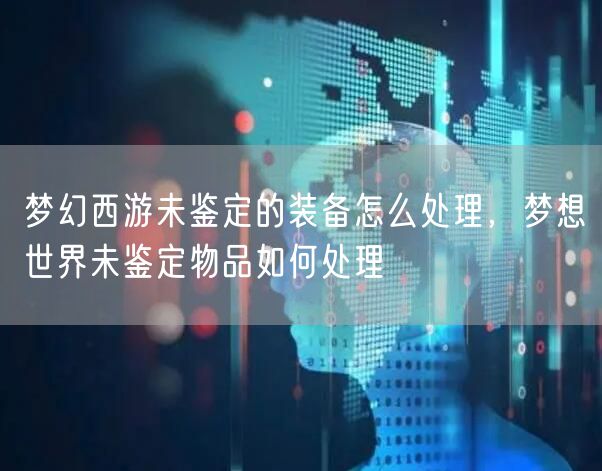 梦幻西游未鉴定的装备怎么处理，梦想世界未鉴定物品如何处理