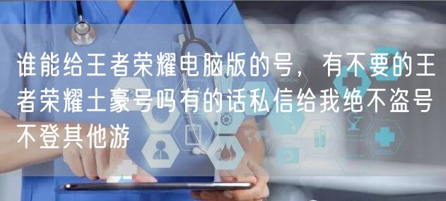 谁能给王者荣耀电脑版的号，有不要的王者荣耀土豪号吗有的话私信给我绝不盗号不登其他游