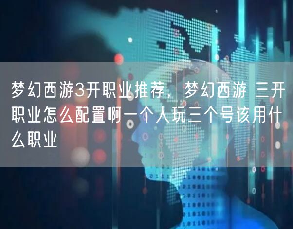 梦幻西游3开职业推荐，梦幻西游 三开职业怎么配置啊一个人玩三个号该用什么职业