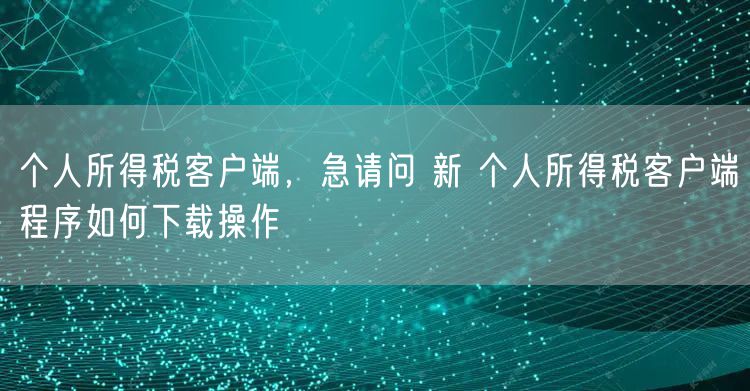 个人所得税客户端，急请问 新 个人所得税客户端程序如何下载操作
