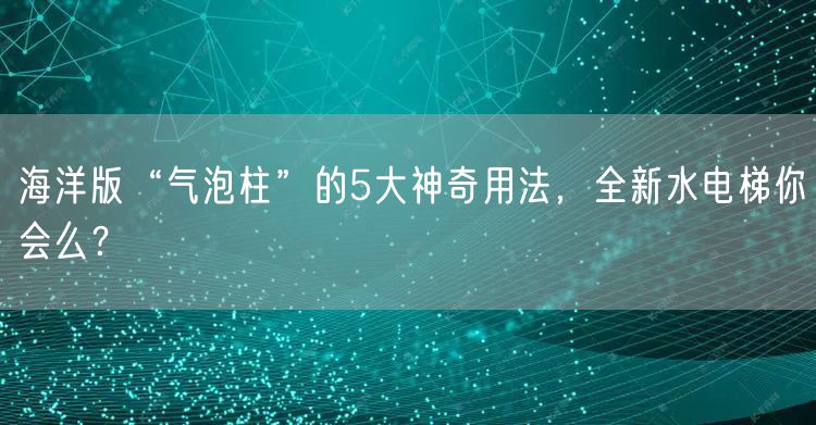 海洋版“气泡柱”的5大神奇用法，全新水电梯你会么？