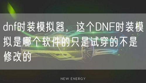 dnf时装模拟器，这个DNF时装模拟是哪个软件的只是试穿的不是修改的