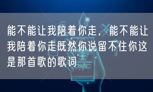能不能让我陪着你走，能不能让我陪着你走既然你说留不住你这是那首歌的歌词