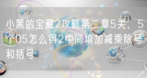 小黑的宝藏2攻略第二章5关,5个05怎么得2中间填加减乘除号和括号