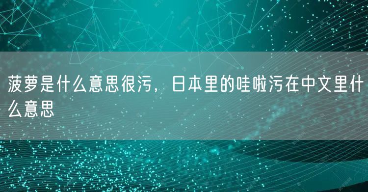 菠萝是什么意思很污,日本里的哇啦污在中文里什么意思