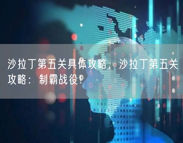 沙拉丁第五关具体攻略，沙拉丁第五关攻略：制霸战役！