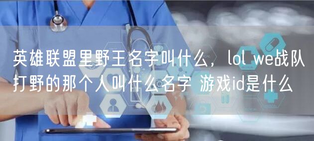 英雄联盟里野王名字叫什么，lol we战队打野的那个人叫什么名字 游戏id是什么