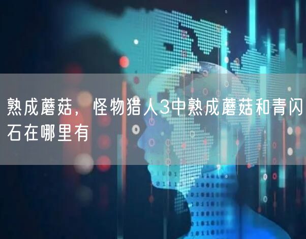 熟成蘑菇,怪物猎人3中熟成蘑菇和青闪石在哪里有