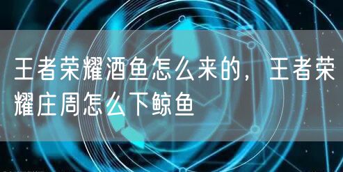 王者荣耀酒鱼怎么来的，王者荣耀庄周怎么下鲸鱼