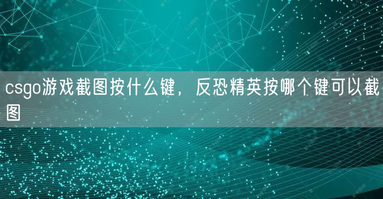 csgo游戏截图按什么键，反恐精英按哪个键可以截图
