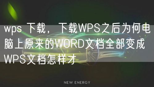 wps 下载,下载WPS之后为何电脑上原来的WORD文档全部变成WPS文档怎样才