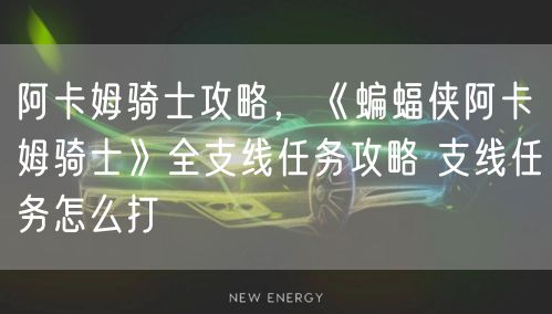 阿卡姆骑士攻略，《蝙蝠侠阿卡姆骑士》全支线任务攻略 支线任务怎么打